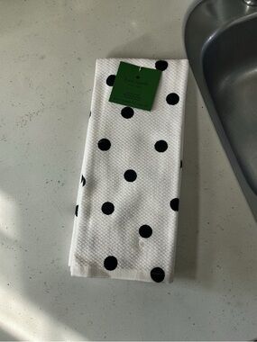 Kate Spade White and Black Polka Dot Tea Towels - set of 2 - New